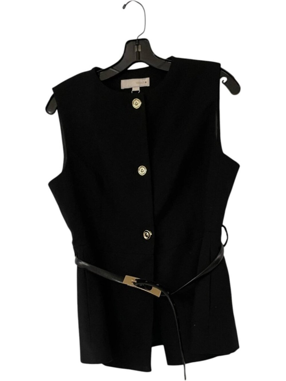 Zara Black Sleeveless Blazer Vest with Belt Medium Round Neck 2349/573 NWT - Picture 2 of 15